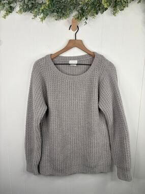 Softies Waffle Marshmallow Boatneck Sweater Large Gray Loungewear Top